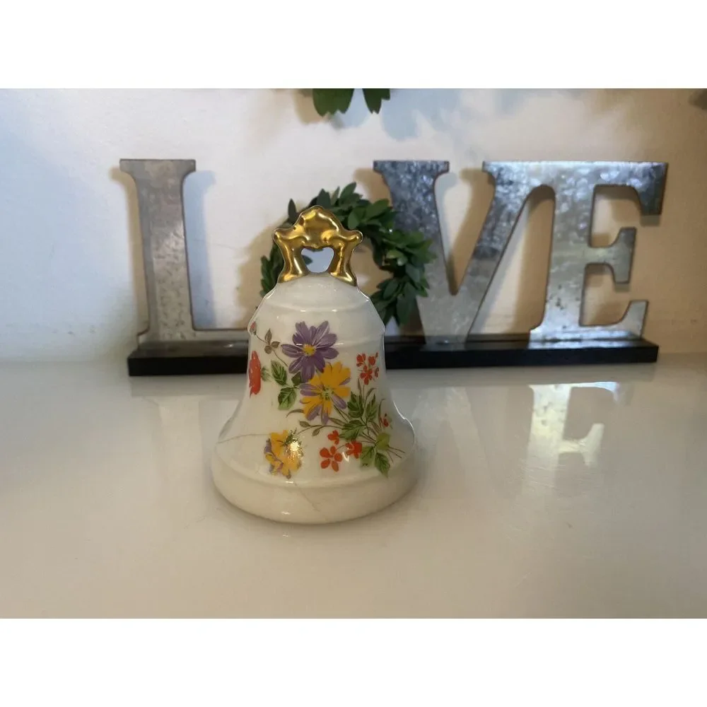 Vintage Bernardaud Limoges Porcelain Bell With Flower Motif Made In France‎ GUC
